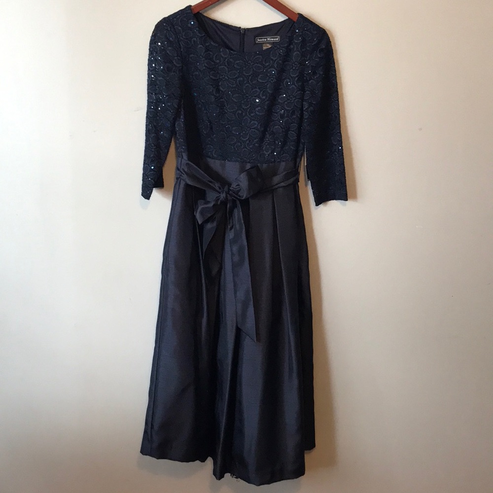 Navy Formal 3/4 Sleeve Dress